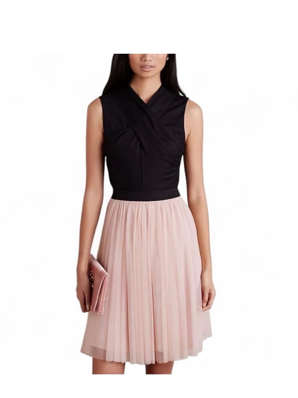 HD in Paris Black and Blush Tulle Fit-and-Flare Prom Dress